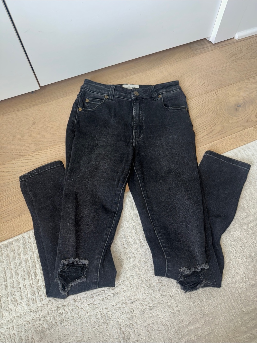 ROLLA'S Black Skinny High-Rise Distressed Ripped Jeans